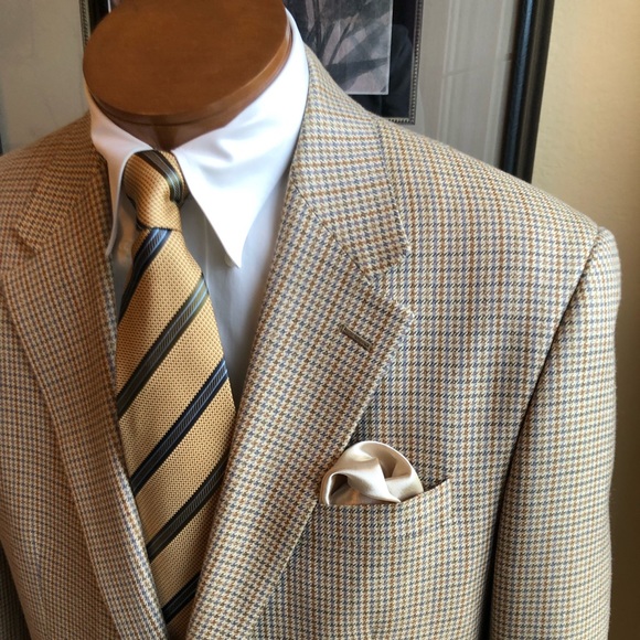 Ralph Lauren CHAPS All Silk Houndstooth Jacket Size 42L - Picture 2 of 14